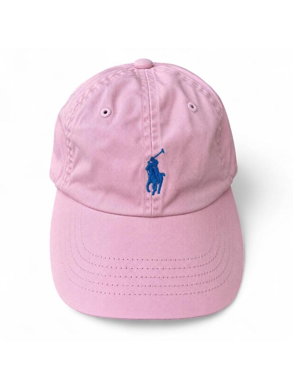 Pink Polo Ralph Lauren baseball cap with blue logo